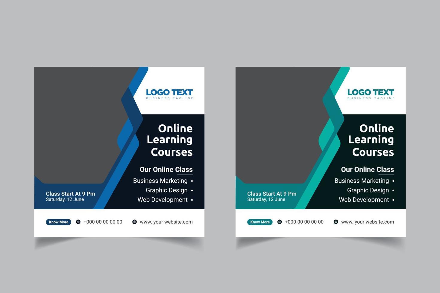 Online digital marketing course post template vector