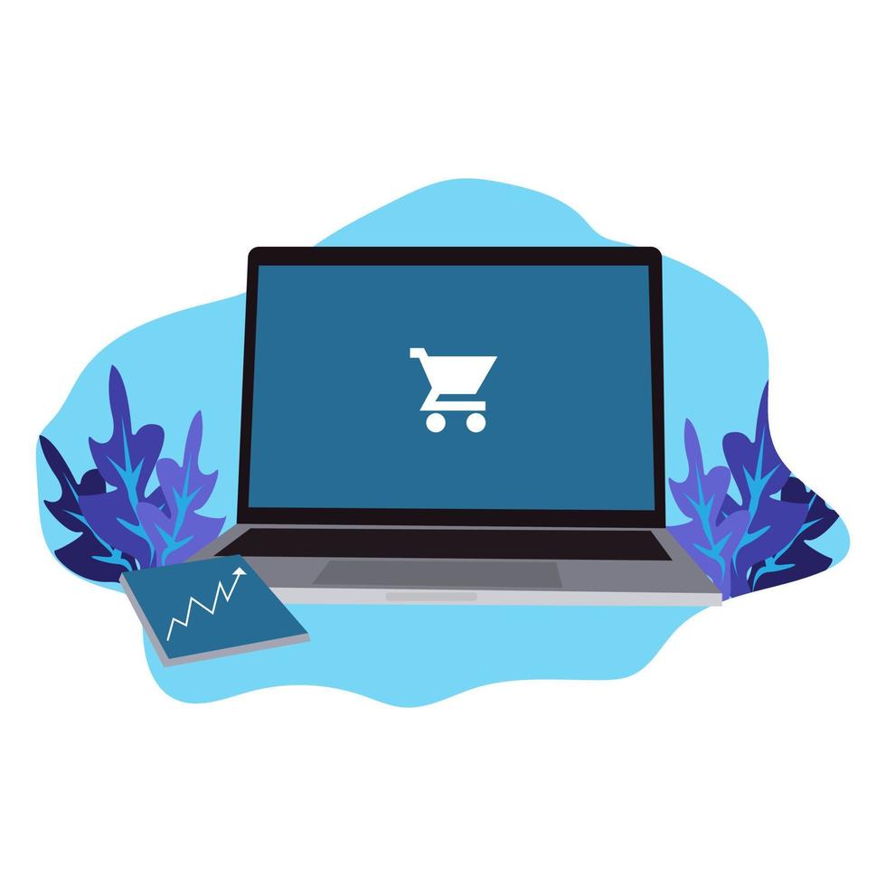 Online shopping flat design. Vector illustration of online shopping and e commerce concept . add to cart