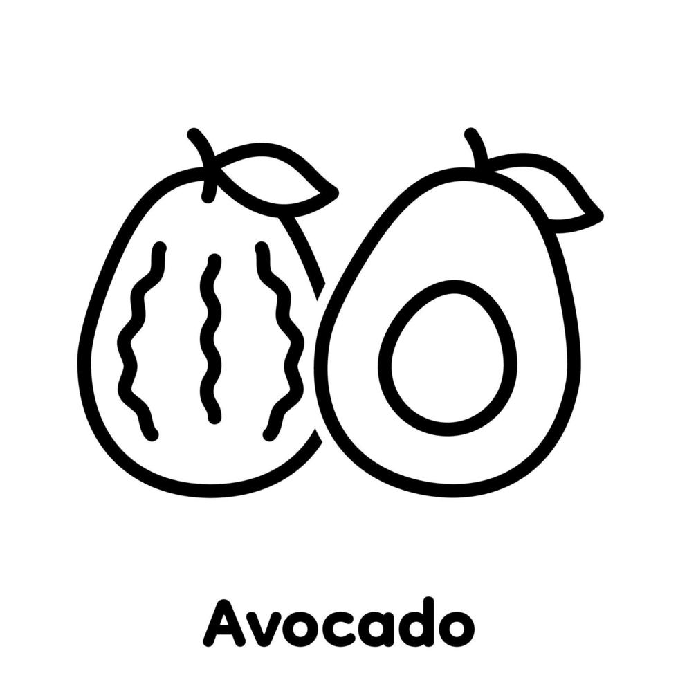 Avocado linear icon, Vector, Illustration. vector