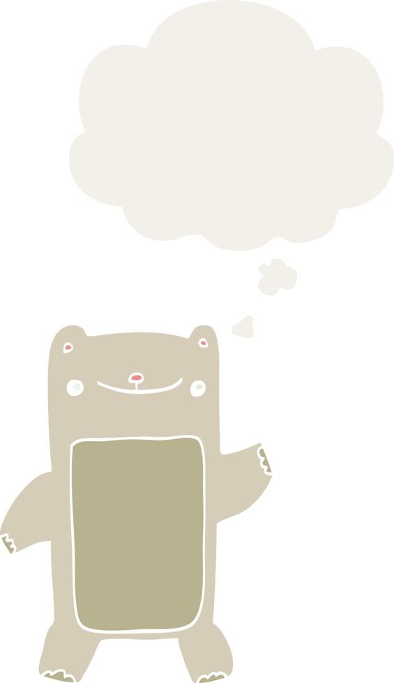 cartoon teddy bear and thought bubble in retro style vector