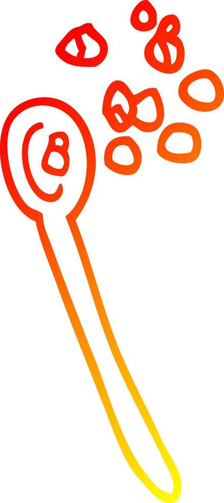 warm gradient line drawing cartoon cereal on a spoon vector