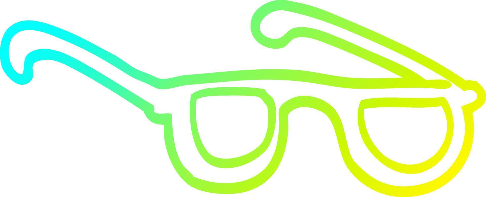 cold gradient line drawing cartoon glasses vector