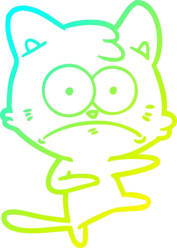 cold gradient line drawing cartoon nervous cat vector