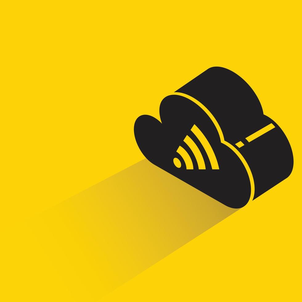 cloud and wifi icon on yellow background vector illustration