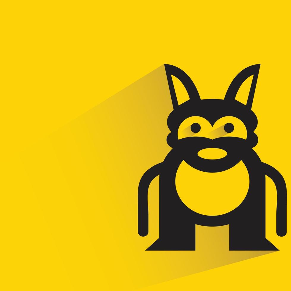 funny monster character with shadow on yellow background vector