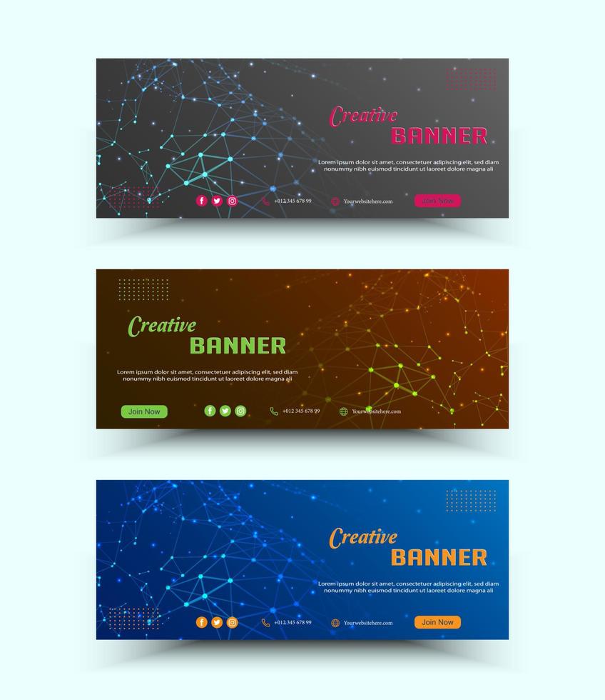 technology banner background, network illustration design connected with white sparkling dots vector