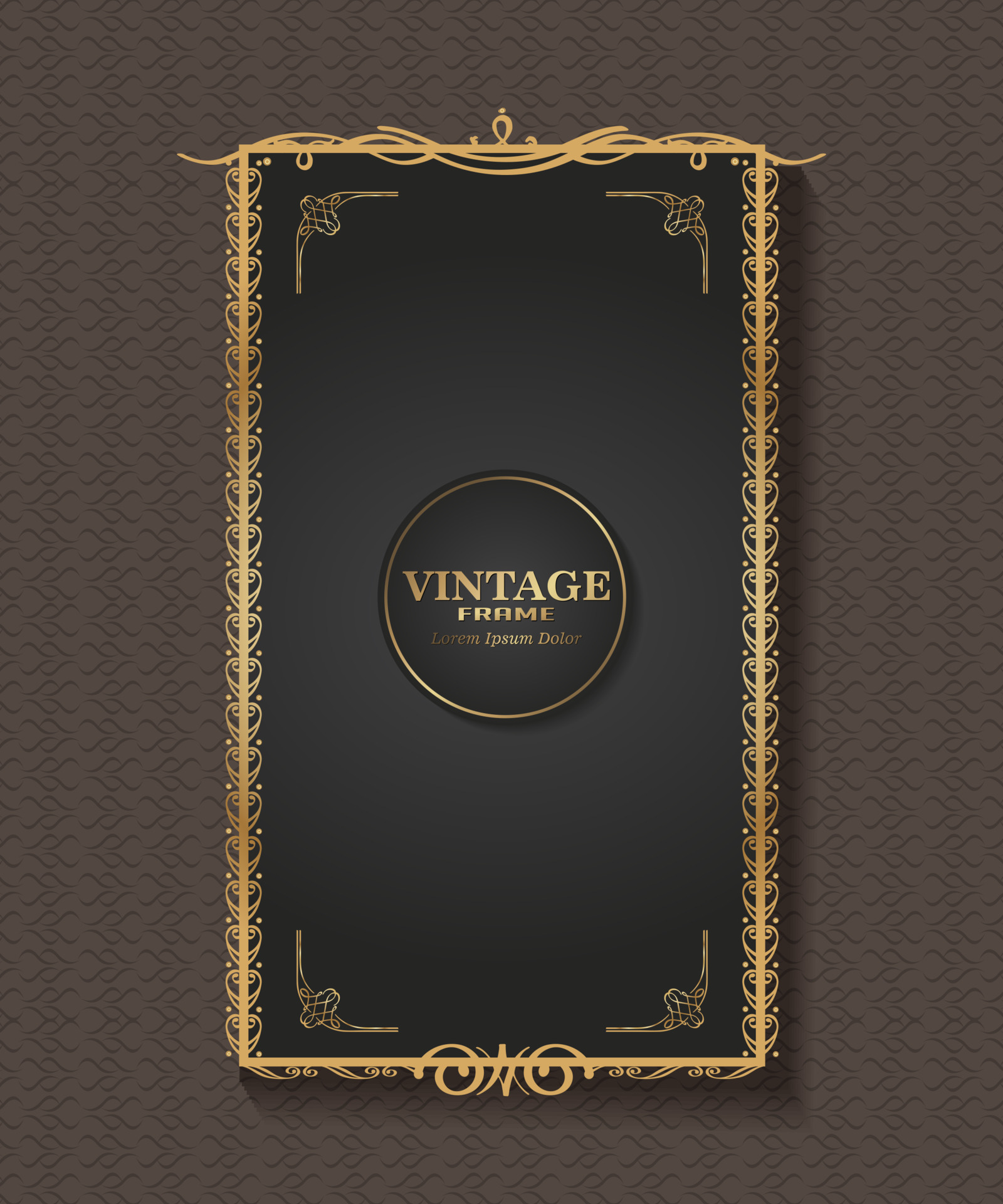 gold frame, vintage design with luxury gold motif, vector illustration