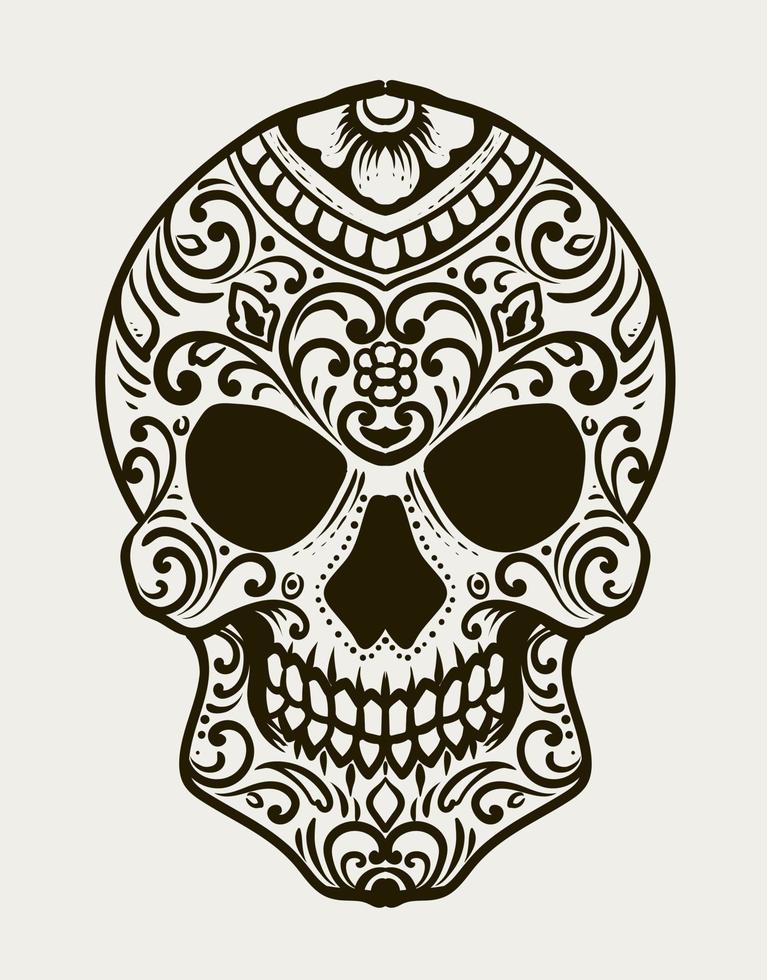 Illustration day of the  dead skull on white background vector