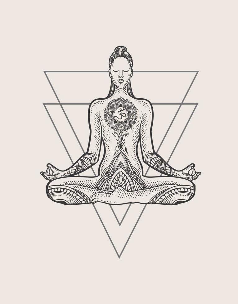 ilustración pose de yoga mujer sobre fondo blanco vector