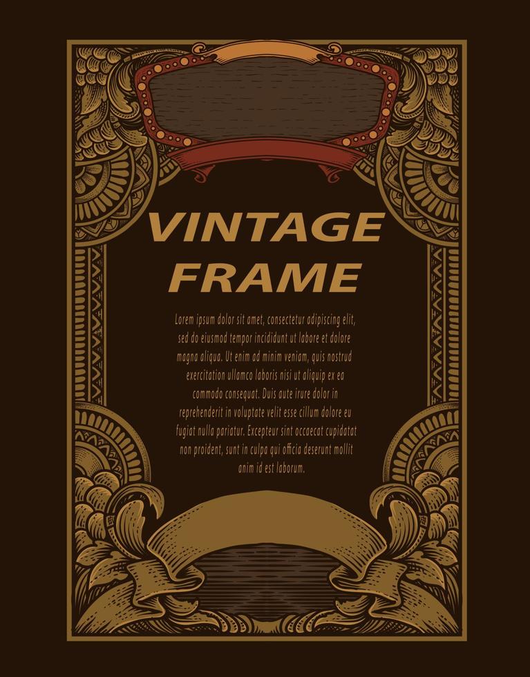 Vintage frames in baroque antique style. engraving retro frames ornament. vector