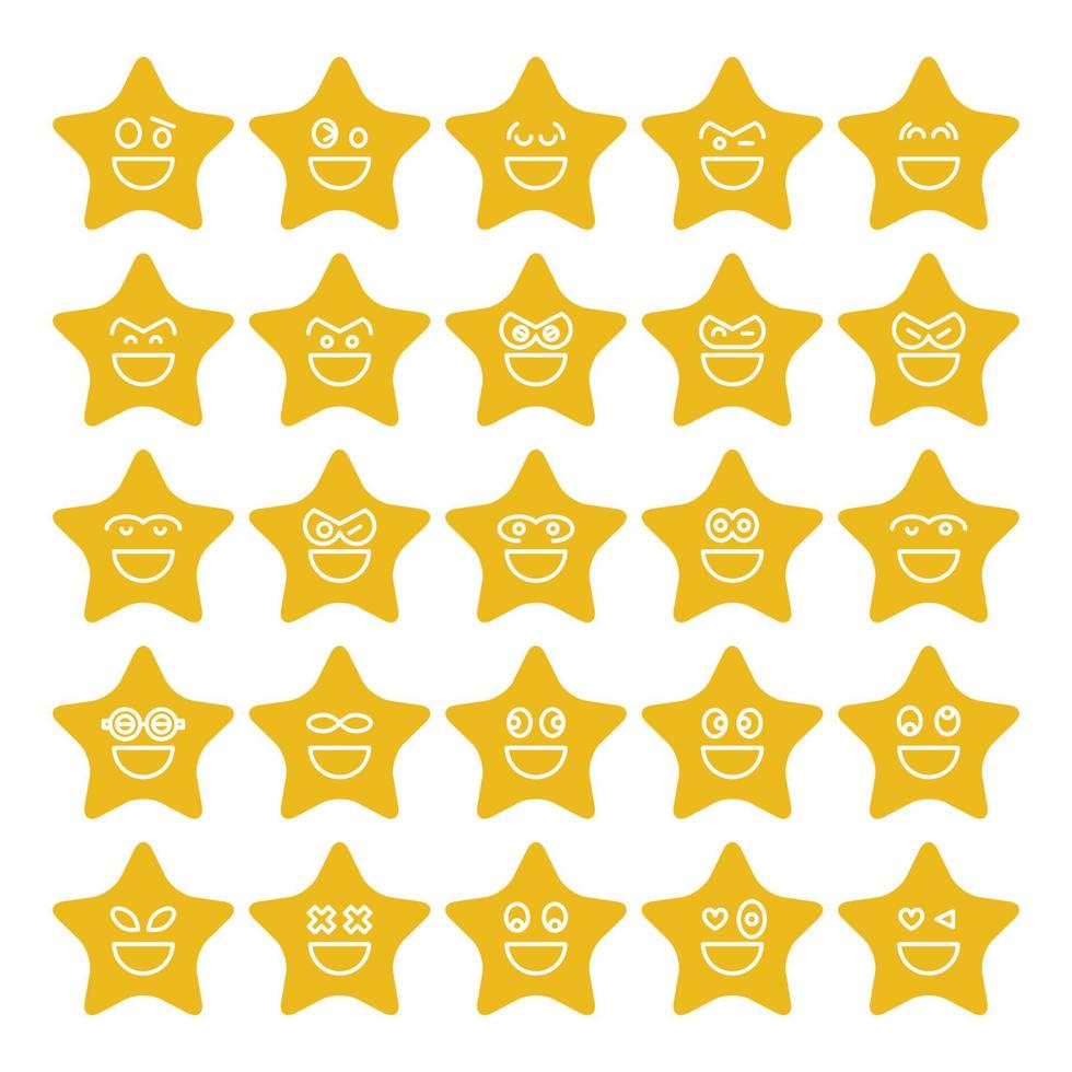 conjunto de vectores de emoticonos de estrellas de sonrisa