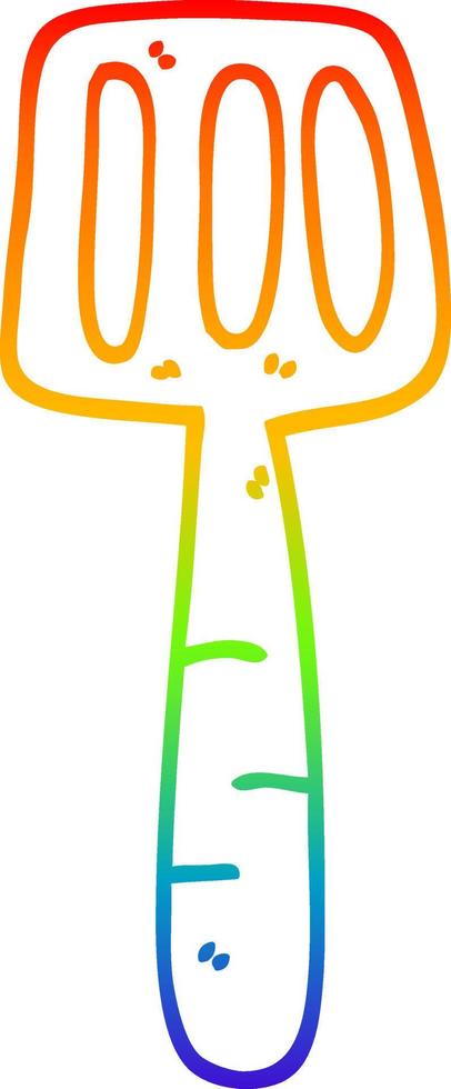 rainbow gradient line drawing cartoon food spatula vector