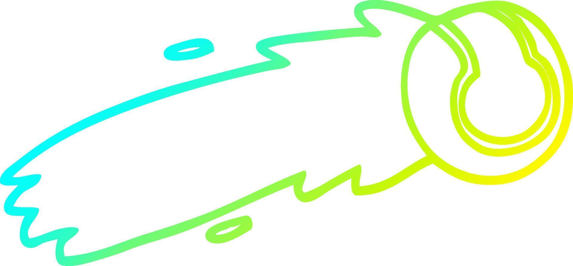 cold gradient line drawing cartoon flying tennis ball vector