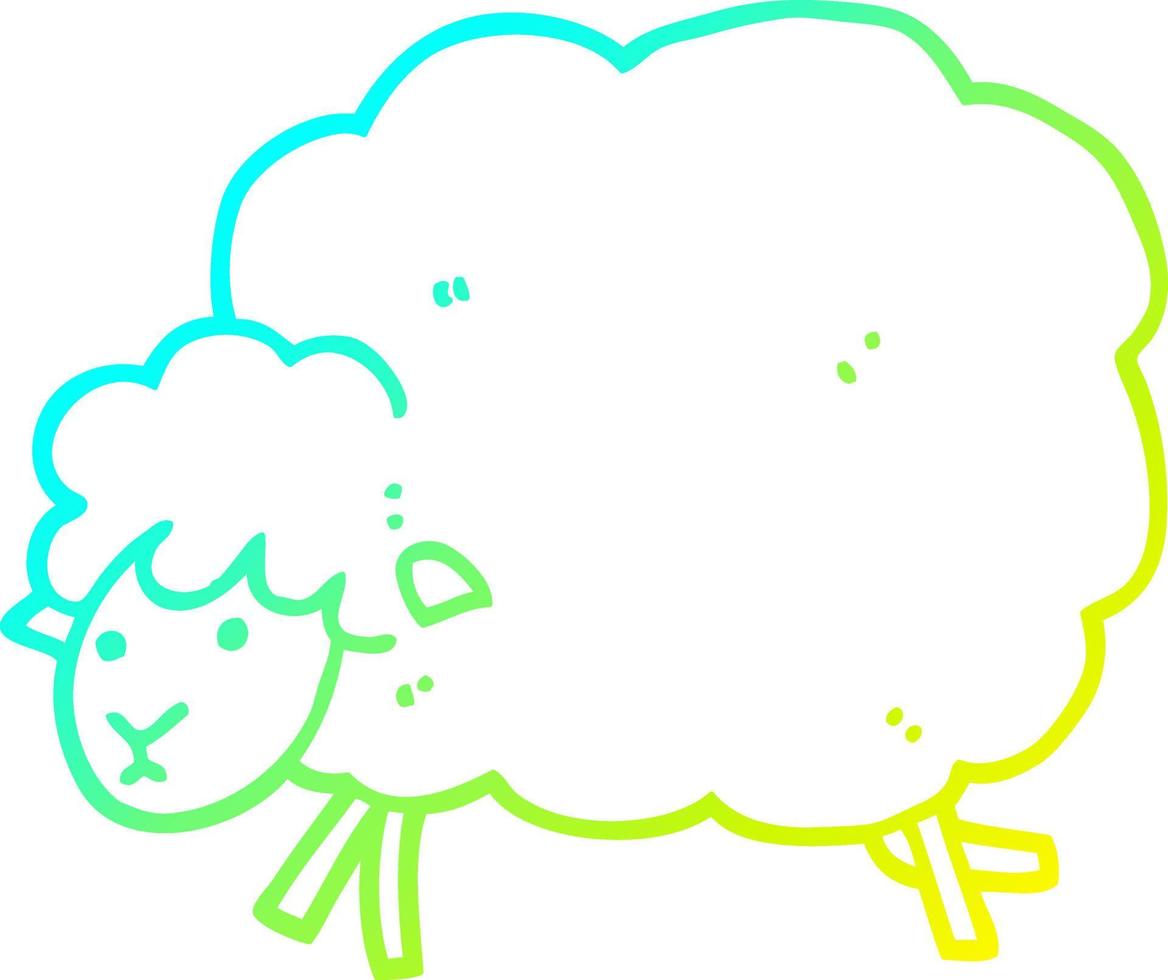 cold gradient line drawing cartoon sheep vector