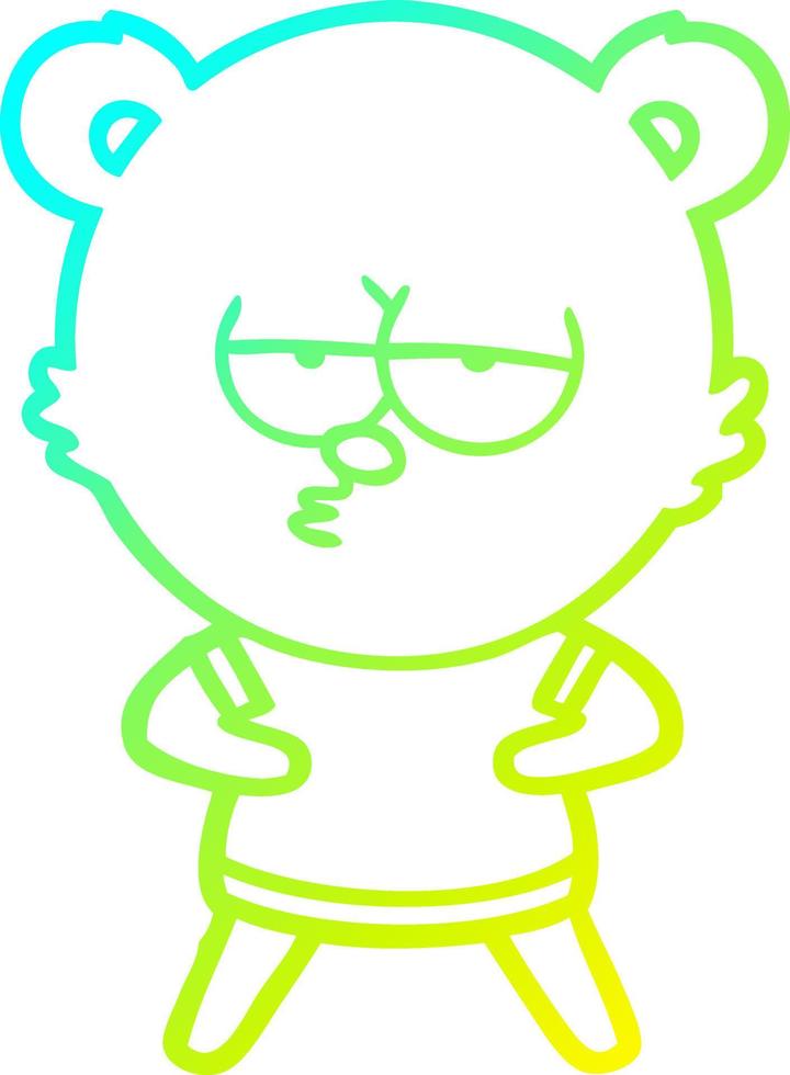 cold gradient line drawing bored polar bear cartoon vector