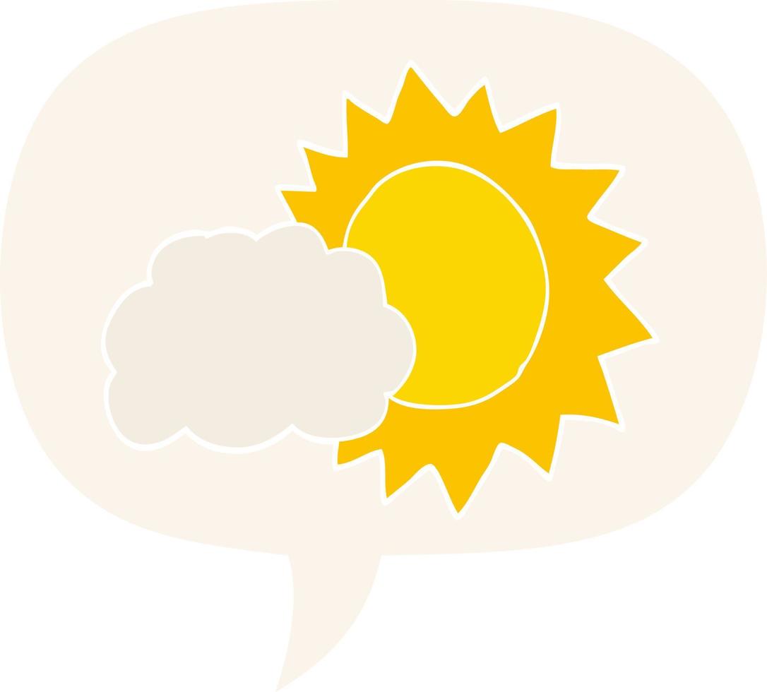 cartoon weather and speech bubble in retro style vector