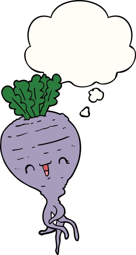 cartoon turnip and thought bubble vector