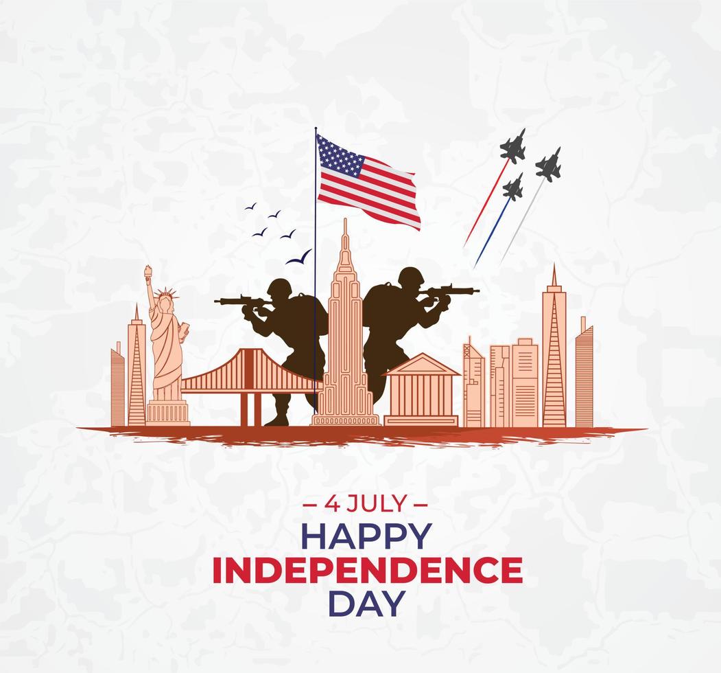 Happy Independence Day of USA. 4 July. Template for background, banner, card, poster. vector illustration.