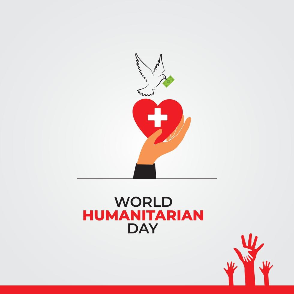 World Humanitarian Day. Template for background, banner, card, poster. vector illustration.