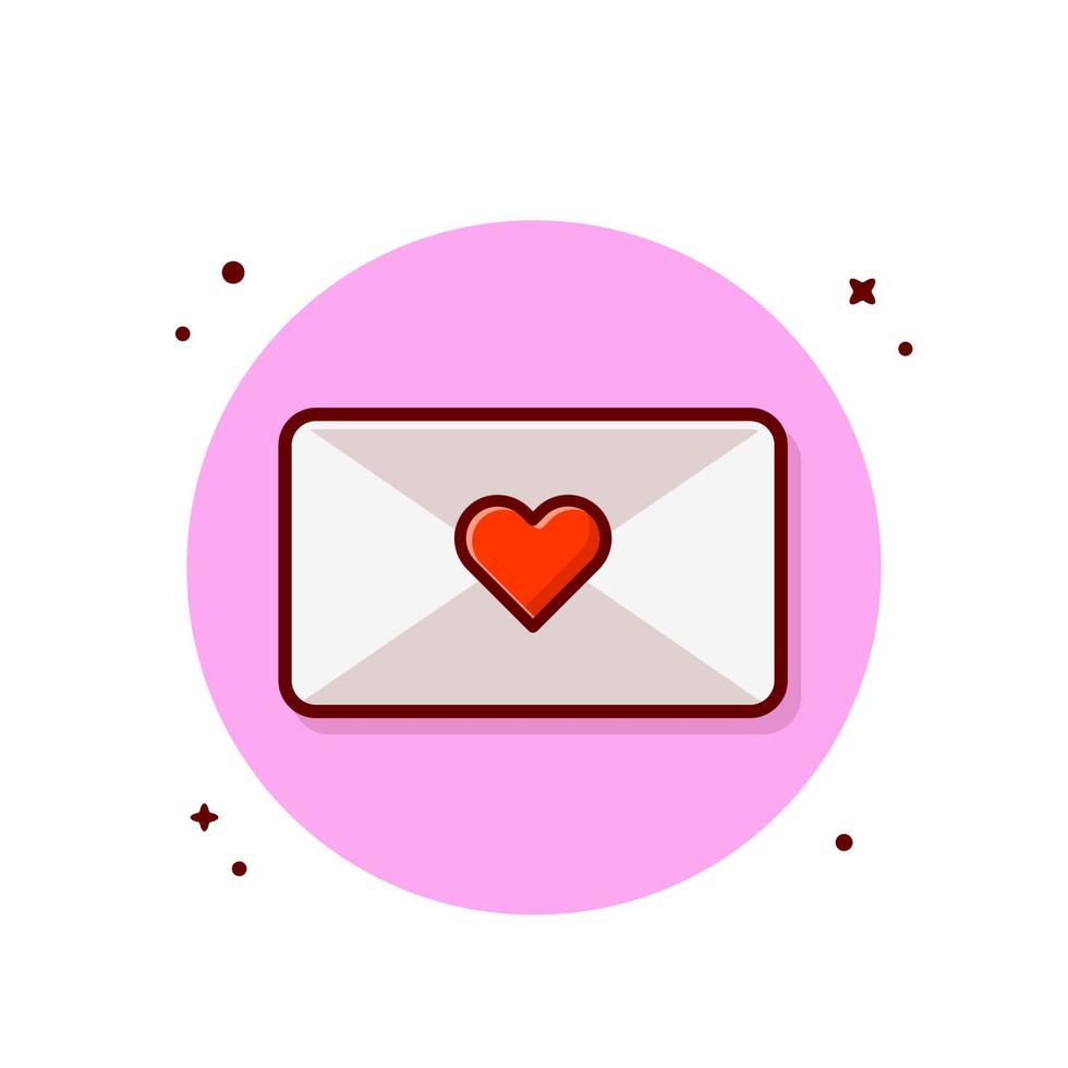 Envelope With Love Cartoon Vector Icon Illustration.  Business Object Icon Concept Isolated Premium Vector. Flat  Cartoon Style
