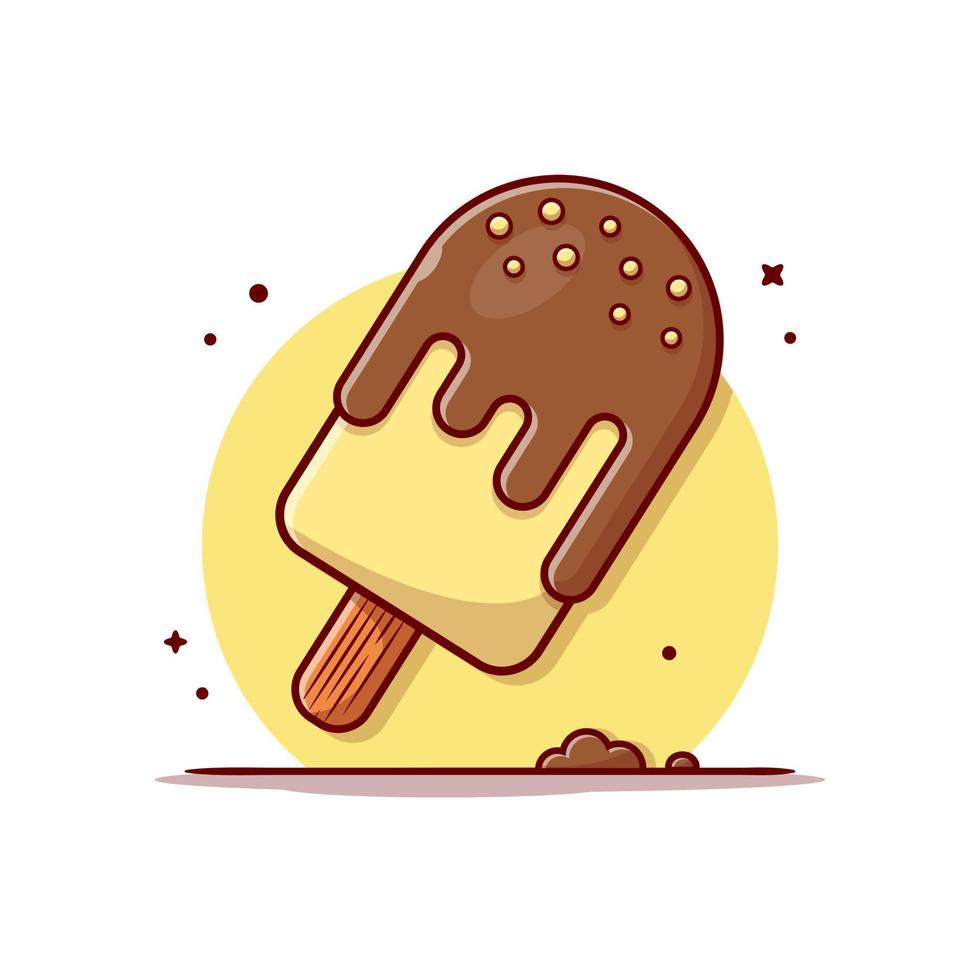Popsicle Ice Cream Melting Cartoon Vector Icon Illustration.  Food And Drink Icon Concept Isolated Premium Vector. Flat  Cartoon Style