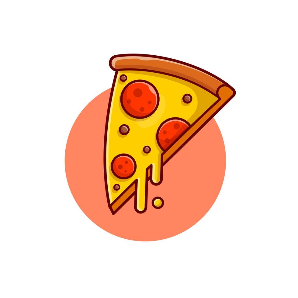 ilustración de icono de vector de dibujos animados de pizza derretida. concepto de icono de objeto de comida vector premium aislado. estilo de dibujos animados plana