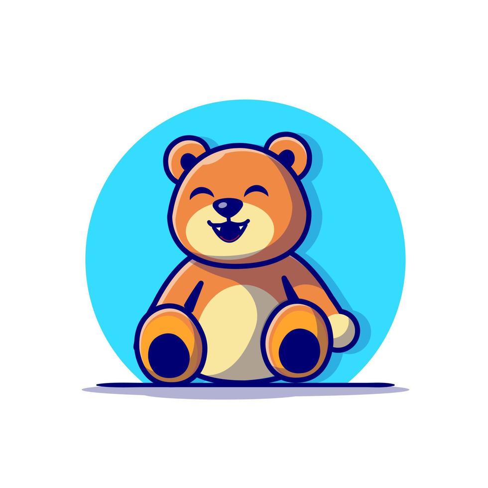 Ilustración de icono de vector de dibujos animados lindo oso de peluche. concepto de icono de naturaleza animal vector premium aislado. estilo de dibujos animados plana