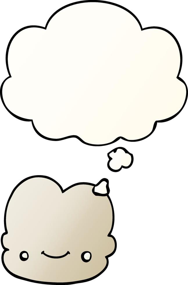 cartoon cloud and thought bubble in smooth gradient style vector
