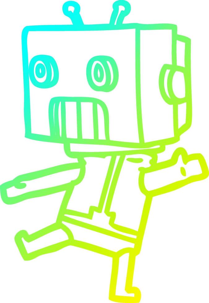 cold gradient line drawing cartoon robot vector