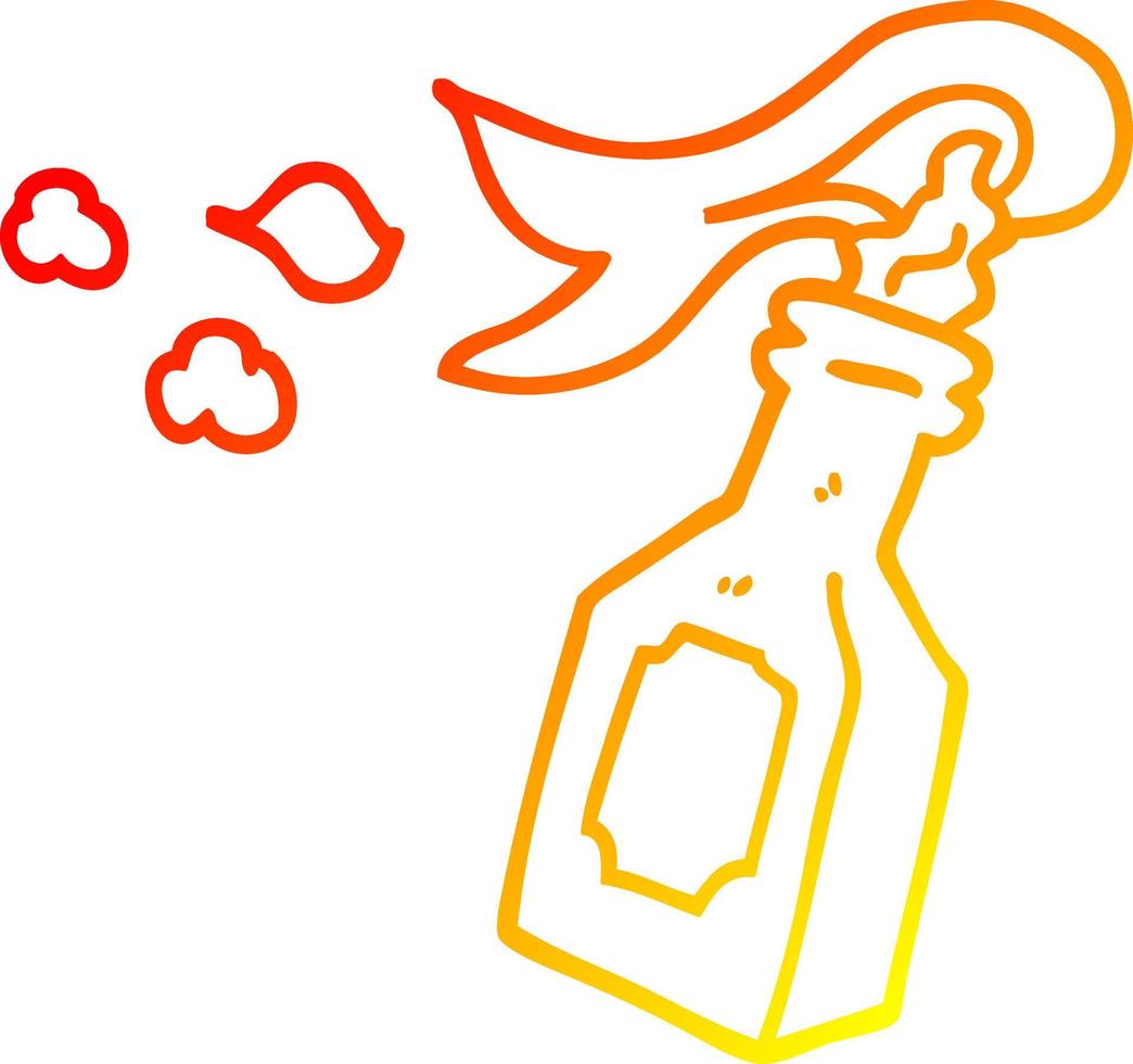 warm gradient line drawing cartoon molotov cocktail vector