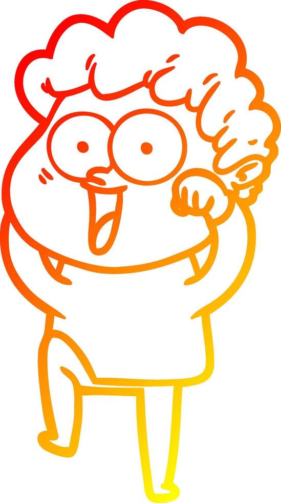 warm gradient line drawing cartoon happy man vector