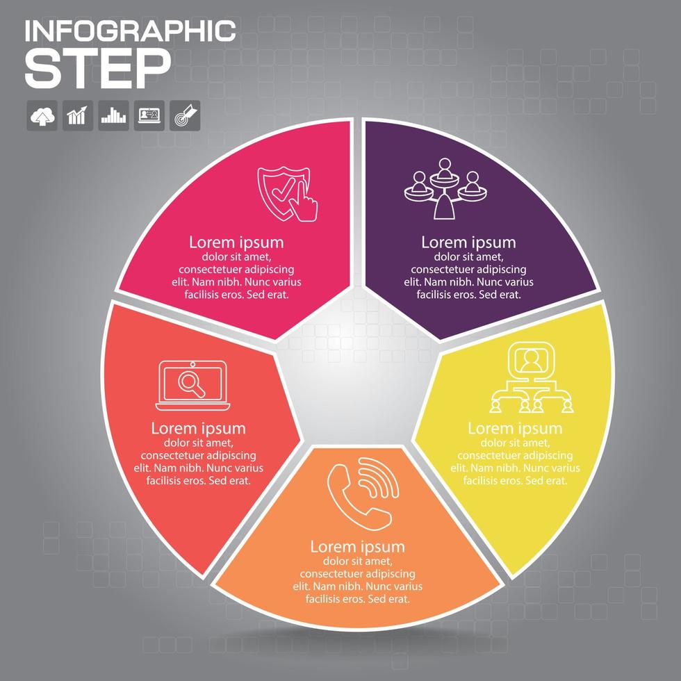 Flat business presentation vector slide template with venn diagram