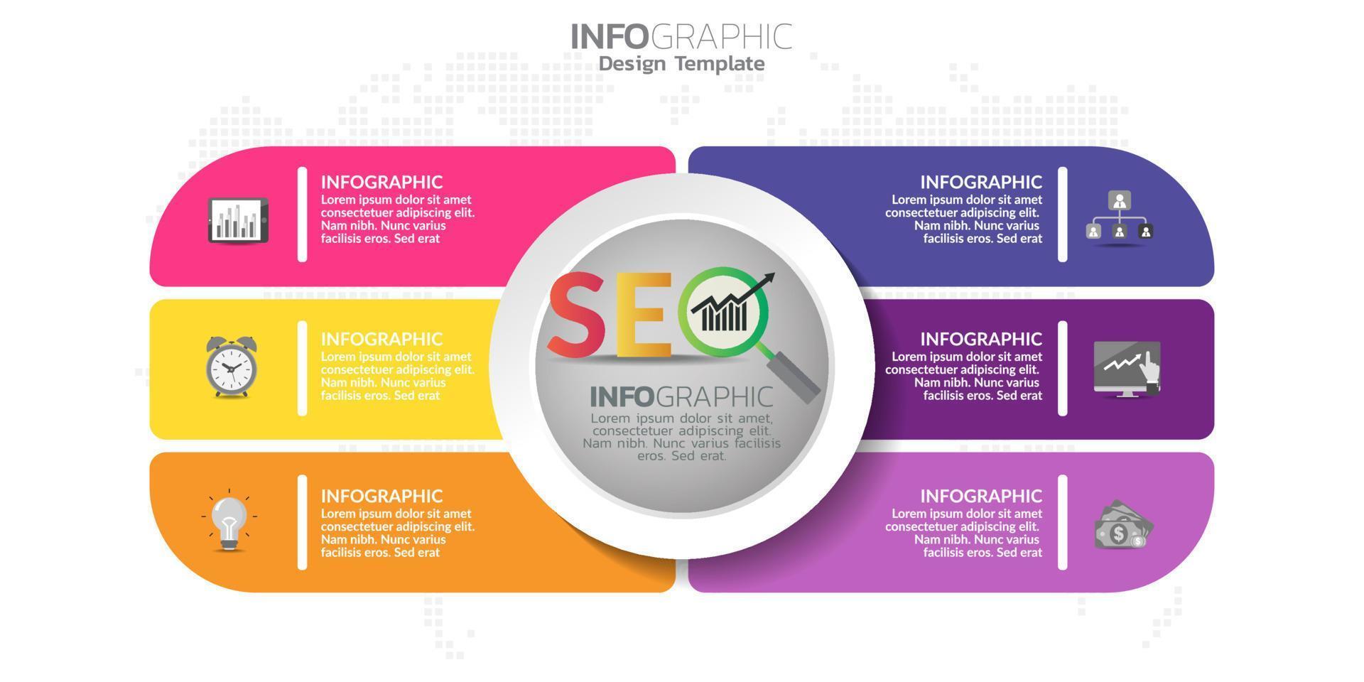 Infographic design with seo icons vector image