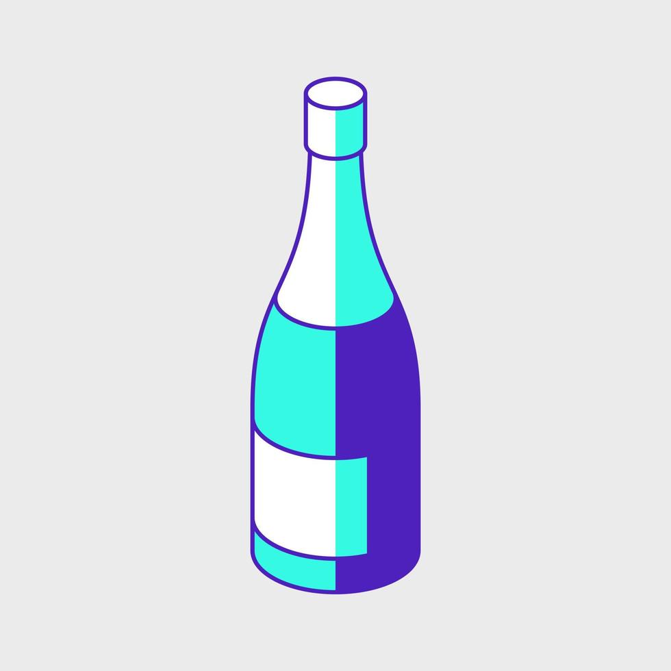 Champagne bottle isometric vector icon illustration