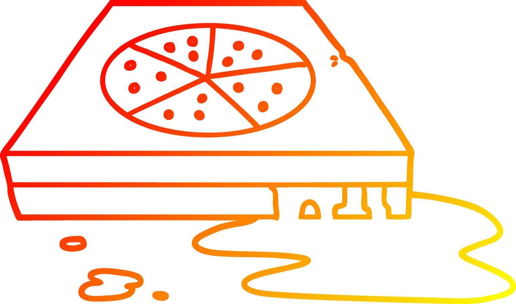 pizza grasienta de dibujos animados de dibujo lineal de gradiente cálido vector