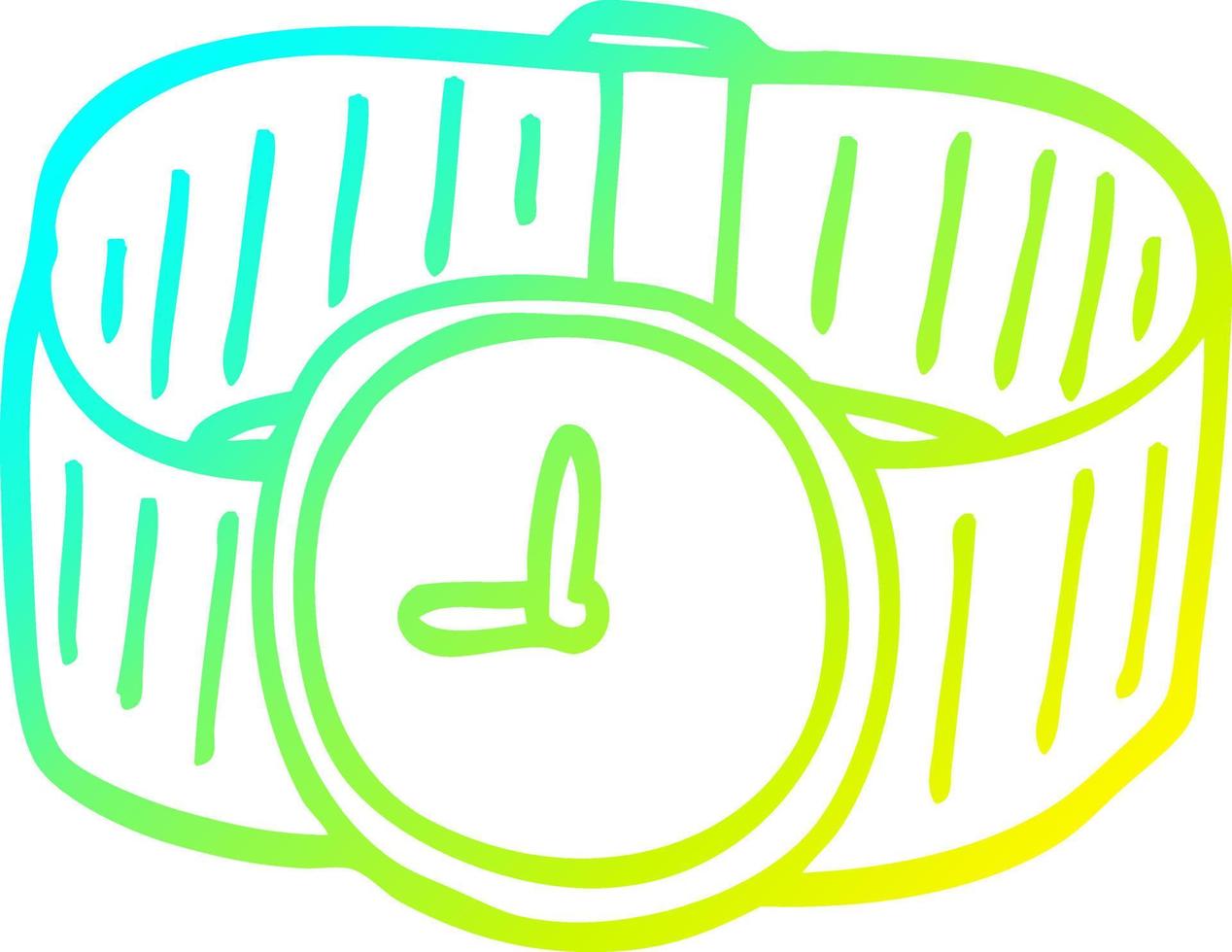 cold gradient line drawing cartoon wrist watch vector