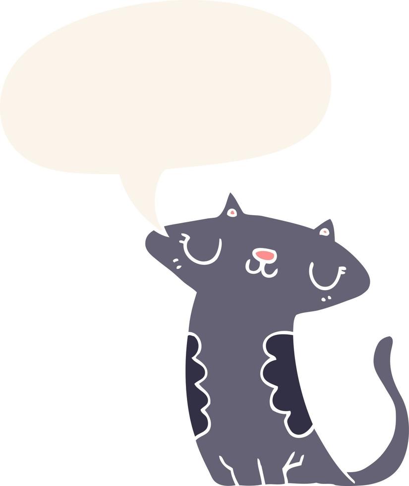 cartoon cat and speech bubble in retro style vector