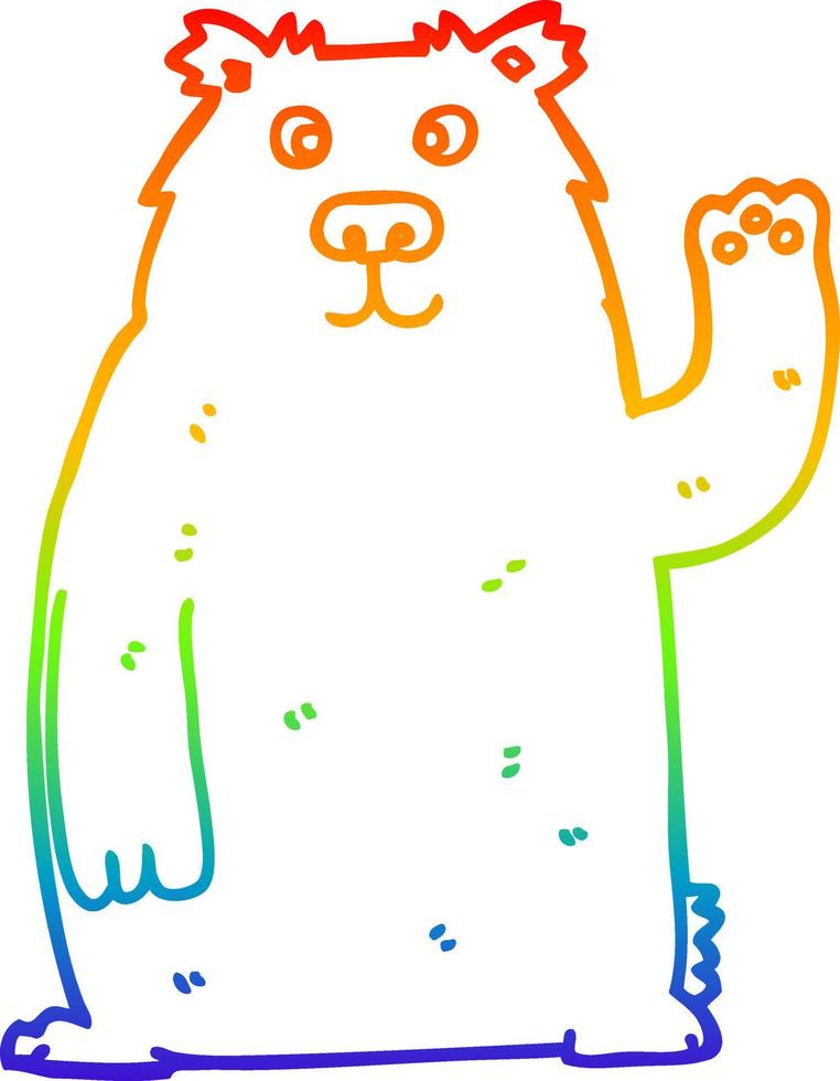 rainbow gradient line drawing cartoon bear vector