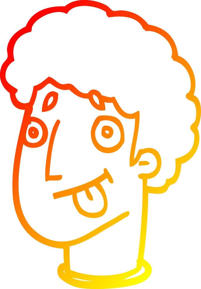 warm gradient line drawing cartoon funny male face vector