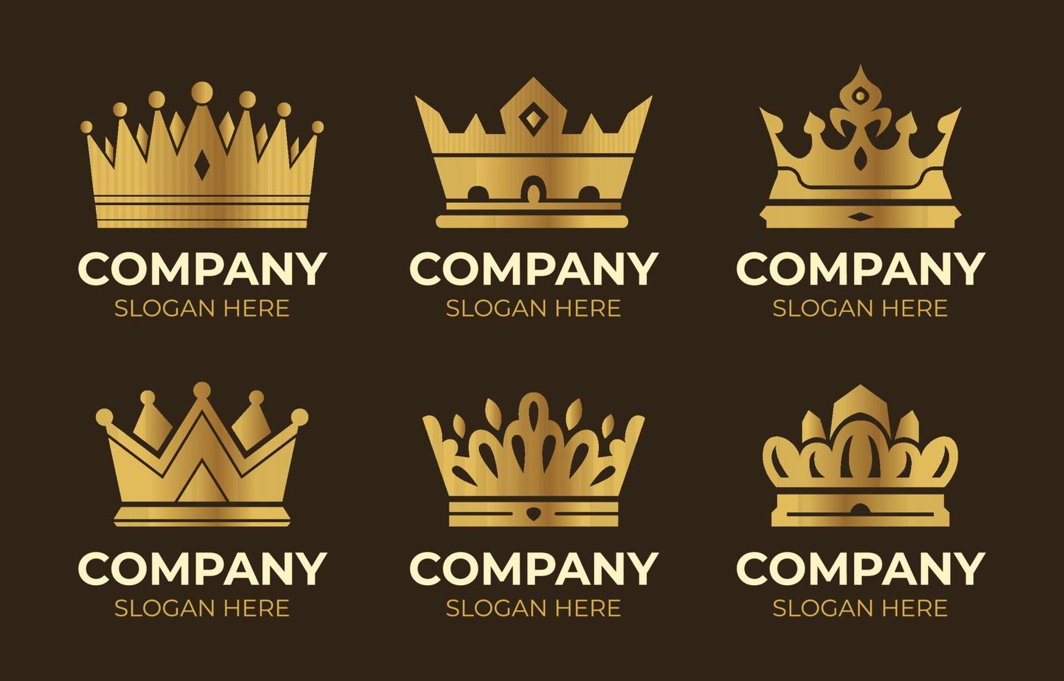 conjunto de logotipo elegante corona rey vector