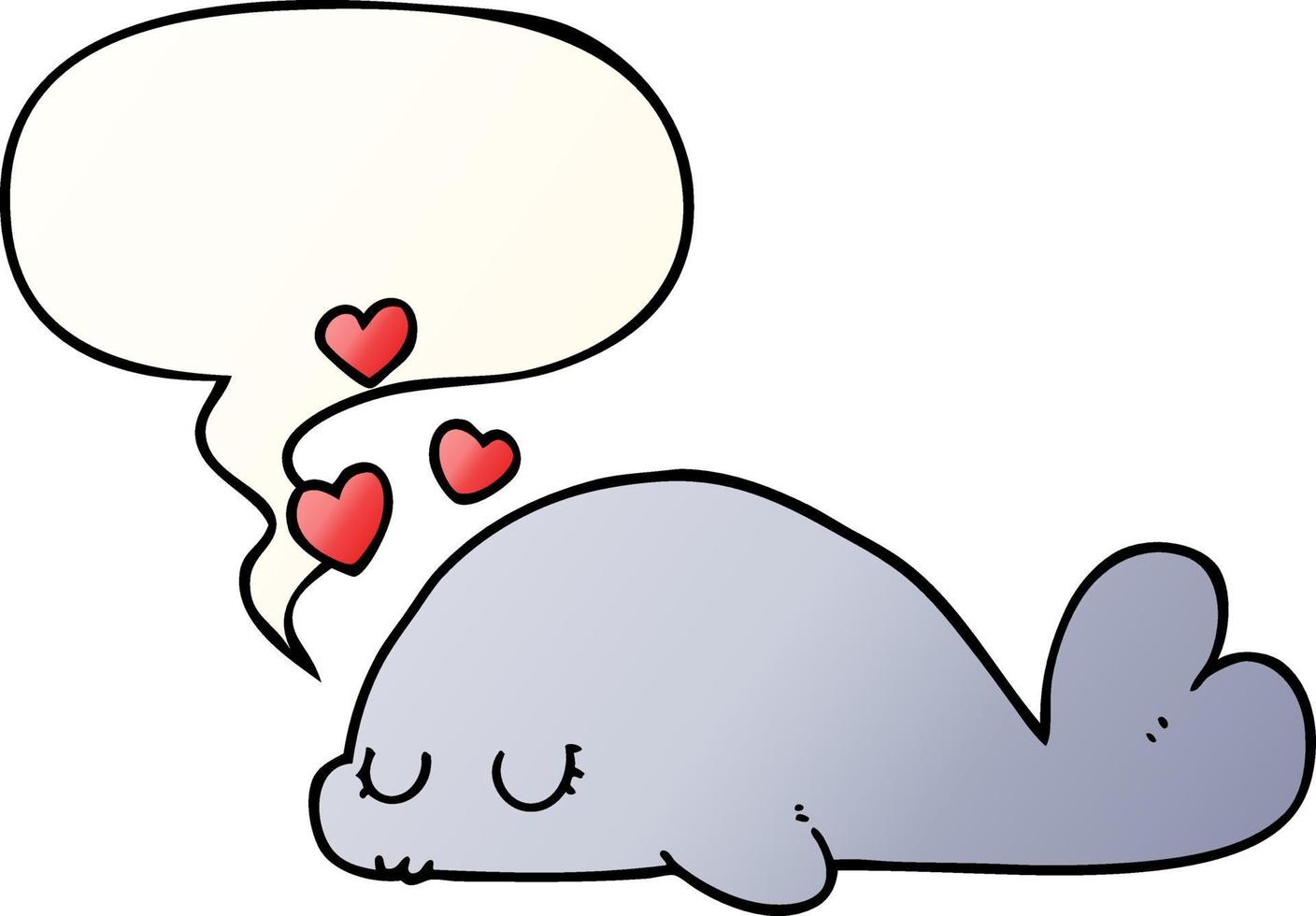 cute cartoon dolphin and speech bubble in smooth gradient style vector