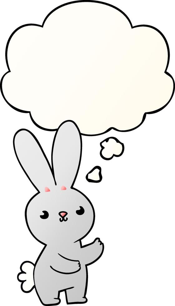 cute cartoon rabbit and thought bubble in smooth gradient style vector