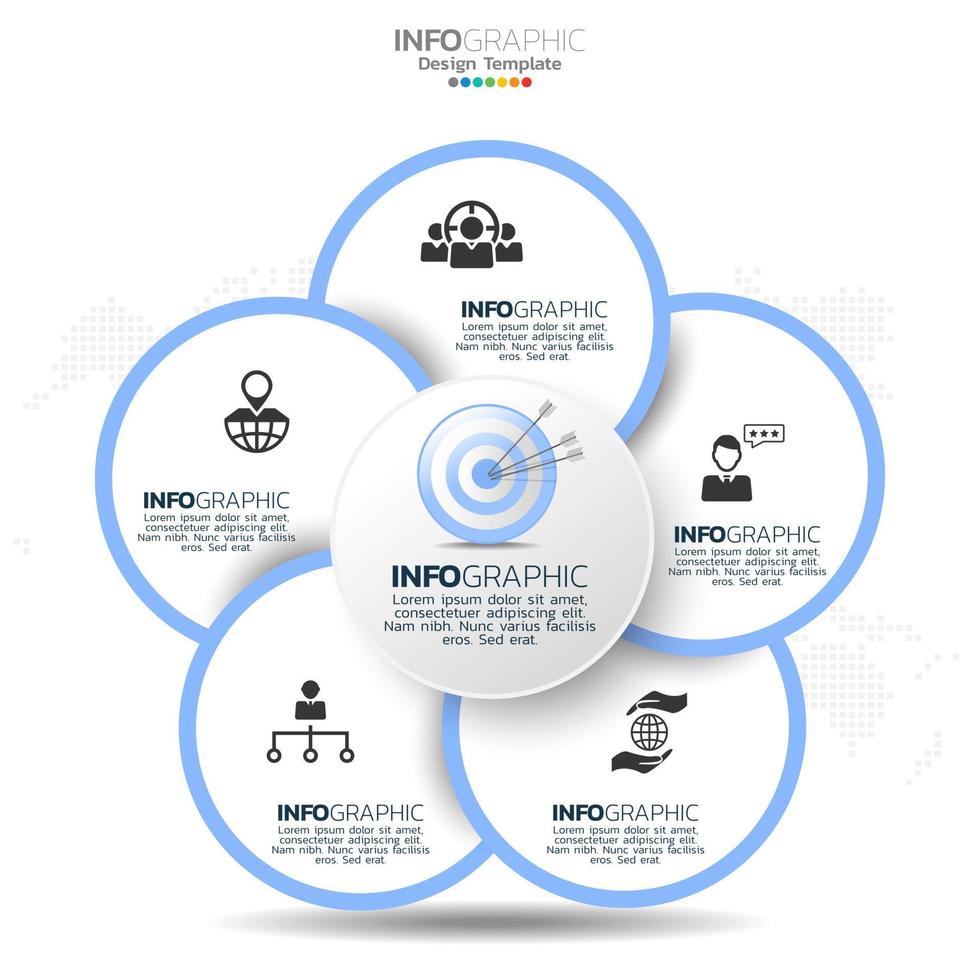 Business circle infographic elements with 5 options or steps. vector