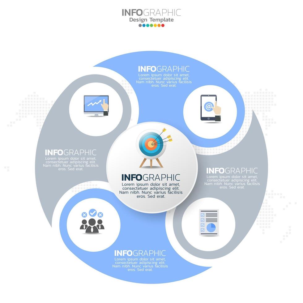 Business circle infographic elements with 4 options or steps. vector