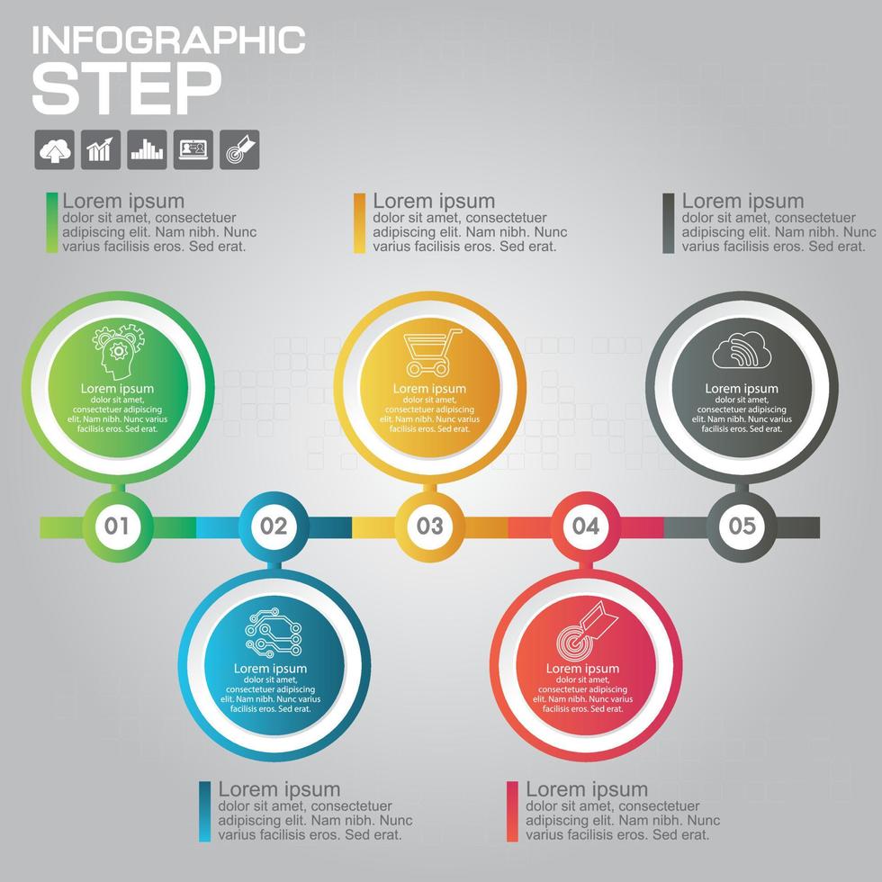 5 Steps Infographic Design Elements for Your Business Vector Illustration.