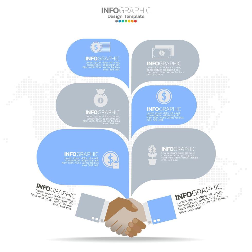 Business circle infographic elements with 6 options or steps. vector