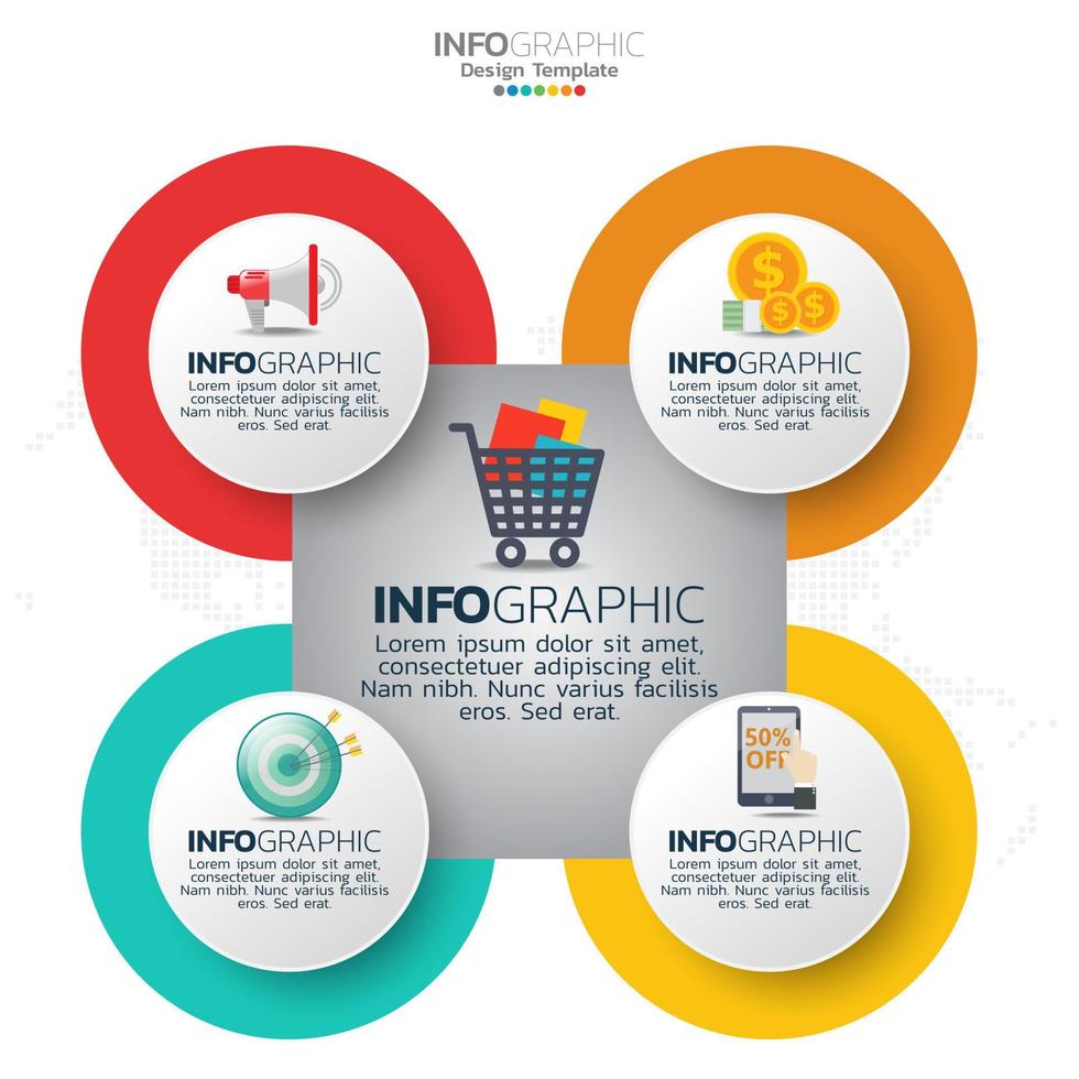 Business circle infographic elements with 5 options or steps. vector