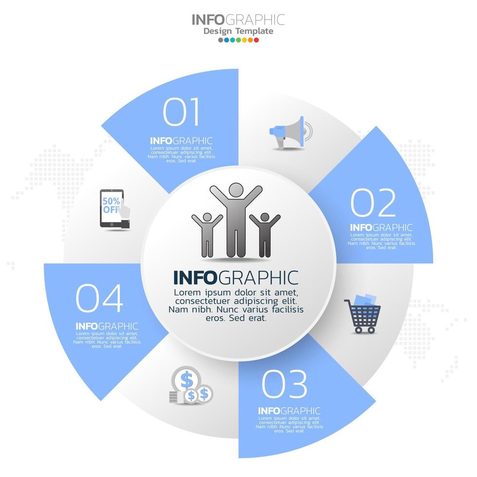 elementos infográficos de círculo empresarial con 4 opciones o pasos. vector