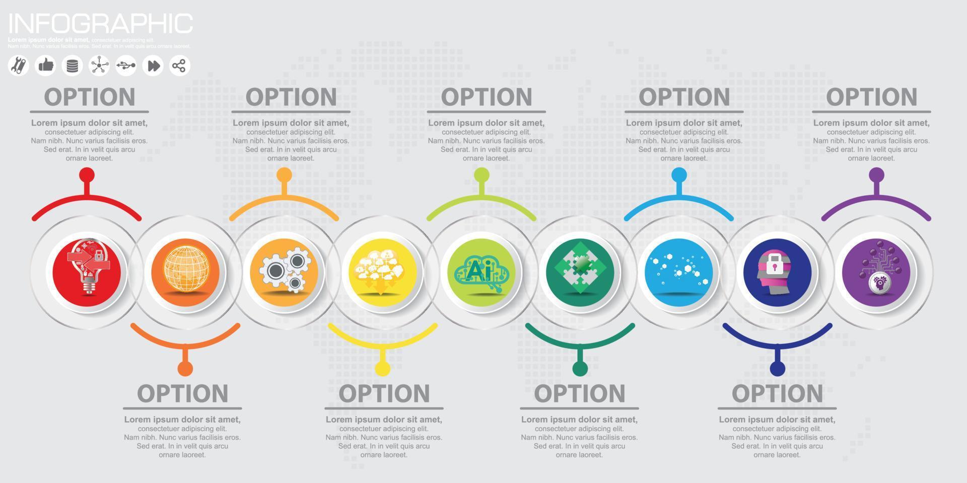 plantilla de diseño infográfico y concepto de negocio con 4 opciones, partes, pasos o procesos. se puede utilizar para diseño de flujo de trabajo, diagrama, opciones numéricas, diseño web. vector