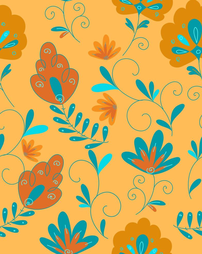 Pattern with cuta doodle flowers vector